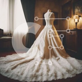 Σετ των 2 Intra Συλλεκτικό Ξύλινο Παζλ Plywood 4mm - Κομψό λευκό νυφικό που εμφανίζεται στο μανεκέν Σε Ξύλινο Κουτί - Διαστάσεις: 10x10 cm – 25 κομμάτια