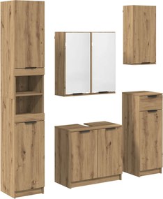 vidaXL Σετ Επίπλων Μπάνιου 5 τμχ. Artisan Oak Επεξεργασμένο Ξύλο