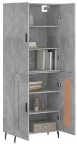 vidaXL Ντουλάπι Γκρι Σκυροδέματος 69,5x34x180 εκ. Επεξεργασμένο Ξύλο
