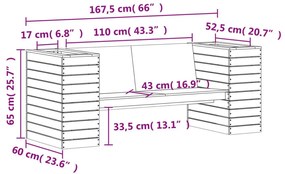 Ζαρντινιέρα Παγκάκι 167,5x60x65 εκ. από Εμποτισμένο Ξύλο Πεύκου - Καφέ