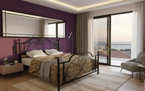 Κρεβάτι Έλλη-90x190-Μαυρό-Με ποδαρικό