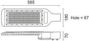 Φωτιστικό δρόμου LED HPL 586-18 x 58,5 x 7 εκ.