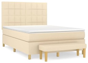 ΚΡΕΒΑΤΙ BOXSPRING ΜΕ ΣΤΡΩΜΑ ΚΡΕΜ 140X190 ΕΚ. ΥΦΑΣΜΑΤΙΝΟ 3137154