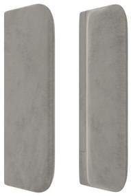 Κεφαλάρι με Πτερύγια Ανοιχτό Γκρι 163x16x78/88 εκ. Βελούδινο - Γκρι