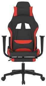 Καρέκλα Μασάζ Gaming Μαύρο και Κόκκινη Ύφασμα με Υποπόδιο - Κόκκινο