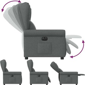 vidaXL Πολυθρόνα Ανακλινόμενη Ηλεκτρική Σκούρο Γκρι Υφασμάτινη