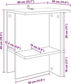 vidaXL Τραπεζάκι σαλονιού Sonoma Δρυς 40 x 30 x 49 εκ.