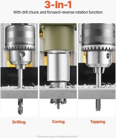 Magnetic Drill 1200W 2810 lbf Mag Drill Press 1.6 in Boring Diameter Yellow
