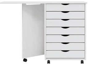 vidaXL Ντουλάπι Κυλιόμενο με Γραφείο MOSS Λευκό από Μασίφ Ξύλο Πεύκου