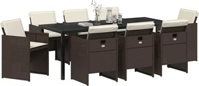 vidaXL Σέτ φαγητού για κήπο 9 pcs Καφέ συνθετικό ρατάν