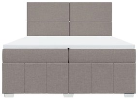 Κρεβάτι Boxspring με Στρώμα Taupe 200x200 εκ. Υφασμάτινο - Μπεζ-Γκρι