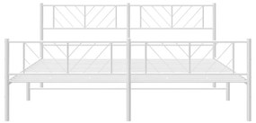 Πλαίσιο Κρεβατιού με Κεφαλάρι&amp;Ποδαρικό Λευκό 183x213εκ. Μέταλλο - Λευκό