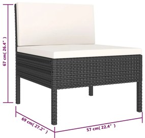vidaXL Σαλόνι Κήπου 6 Τεμαχίων Μαύρο από Συνθετικό Ρατάν με Μαξιλάρια