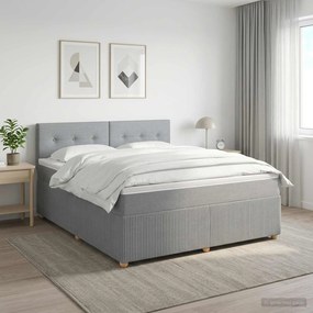 vidaXL Κρεβάτι box spring με στρώμα Ανοιχτό γκρι 140 x 200 cm Ύφασμα