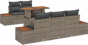vidaXL Σετ Καναπέ Κήπου με αποθήκευση 6 pcs Γκρι Πολυ ράταν