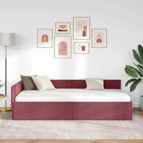 vidaXL Κρεβάτι Γωνίας Μπορντό 100 x 200 cm Ύφασμα και Έργο ξύλου
