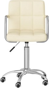 vidaXL Καρέκλα Τραπεζαρίας Περιστρεφόμενη Κρεμ Υφασμάτινη