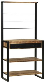 vidaXL Ράφι κουζίνας Καφέ και Μαύρο 80 x 40 x 160 cm