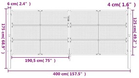 vidaXL Πύλη Κήπου Ανθρακί 400 x 125 εκ. Ατσάλινη