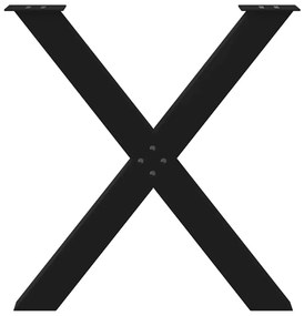 vidaXL Πόδια Τραπεζαρίας σε Σχήμα Χ, 2 τεμ. Μαύρο, Ατσάλι 80x(72-73) εκ.