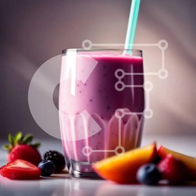 Intra Συλλεκτικό Ξύλινο Παζλ Plywood  4mm - Δροσιστικό ροζ Smoothie με φρέσκα μούρα Σε Ξύλινο Κουτί - Διαστάσεις: 10x10 cm – 25 κομμάτια