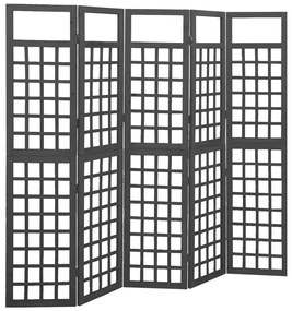 vidaXL Διαχωριστικό Δωμ/Καφασωτό 5 Πάνελ Μαύρο 201,5x180εκ Ξύλο Ελάτης