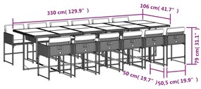 vidaXL Σετ Τραπεζαρίας Κήπου 13τεμ. Μαύρο από Συνθ. Ρατάν με Μαξιλάρια