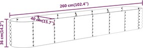 vidaXL Ζαρντινιέρα Ασημί 260x40x36 εκ. Γαλβανισμένος χάλυβας