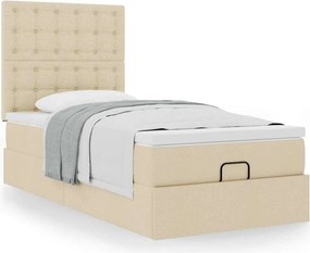 vidaXL Οθωμανικό κρεβάτι με στρώμα Cream 100x200cm ύφασμα