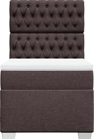 vidaXL Κρεβάτι Boxspring με Στρώμα Σκούρο Καφέ 90x190 εκ. Υφασμάτινο