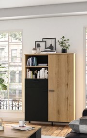 Insi Trust Ντουλάπι αποθήκευσης 102x36x150εκ. με ένα συρτάρι και δύο πόρτες Helvezia Oak / Black 0181.GM30