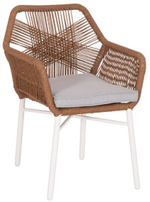 ΠΟΛΥΘΡΟΝΑ TOPIN HM6048.11 ΑΛΟΥΜΙΝΙΟ ΛΕΥΚΟ-P.E. RATTAN ΜΠΕΖ 59x63x81Υεκ