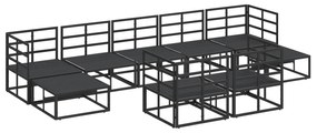 vidaXL Σετ Καναπέ Κήπου 9 pcs Μαύρο 353 x 141.5 x 71 εκ Αλουμίνιο