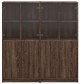 vidaXL Βιβλιοθήκη με Πόρτες Καφέ Δρυς 136x37x142 εκ. Επεξ. Ξύλο