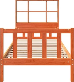 vidaXL Κρεβάτι Βιβλιοθήκη Χωρίς Στρώμα Καφέ 75x190 εκ Μασίφ Πεύκο