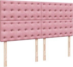vidaXL Κρεβάτι Boxspring με Στρώμα Ροζ 180x200 εκ. Βελούδινο