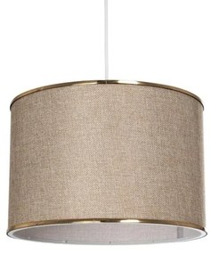 ELECTRA 203-0112 Μοντέρνο Κρεμαστό Φωτιστικό Καπέλο Μονόφωτο 1 x E27 IP20 Mπεζ Ύφασμα με Χρυσό Μέταλλο-Μ30 x Π30 x Globostar-203 203-0112