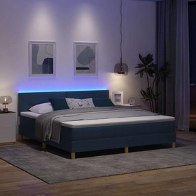 vidaXL LED Κρεβάτι με βάθρο με μαξιλάρι Μπλε 180 x 200 cm ύφασμα