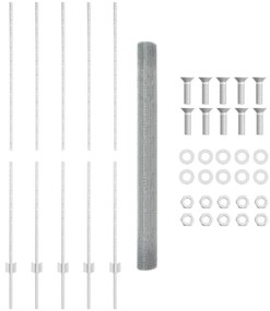 vidaXL Τείχος και Πόστ Ασημί 1,5 x 10 m Ατσάλι