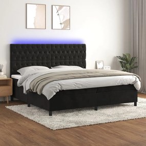 ΚΡΕΒΑΤΙ BOXSPRING ΜΕ ΣΤΡΩΜΑ &amp; LED ΜΑΥΡΟ 200X200 ΕΚ. ΒΕΛΟΥΔΙΝΟ 3136325