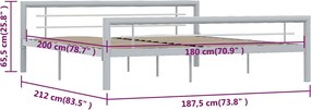 vidaXL Πλαίσιο Κρεβατιού Γκρι / Λευκό 180 x 200 εκ. Μεταλλικό