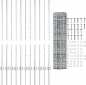 vidaXL Τεντώτο με στήριγμα Ασημί 1 x 25 m Ατσάλι