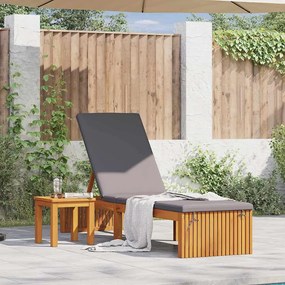 Ξαπλώστρα με μαξιλάρι Καφέ 55 x 200 x 94cm Μασίφ ξύλο ακακίας