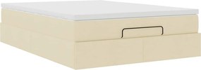 vidaXL Οθωμανικό κρεβάτι με στρώμα Cream 140x200cm ύφασμα