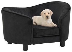171021 vidaXL Καναπές - Κρεβάτι Σκύλου Μαύρος 69 x 49 x 40 εκ. Βελουτέ Μαύρο, 1 Τεμάχιο