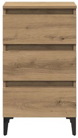 vidaXL Ντουλάπι κρεβατιού με μεταλλικά πόδια Artisan Oak 40x35x69 cm