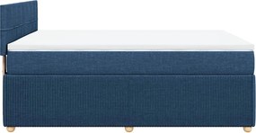 vidaXL Κρεβάτι Boxspring με Στρώμα Μπλε 140x200 εκ. Υφασμάτινο