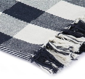 vidaXL Ριχτάρι Καρό Ναυτικό Μπλε 220 x 250 εκ. Βαμβακερό