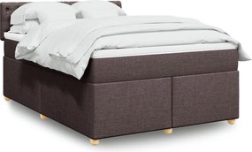 vidaXL Κρεβάτι Boxspring με Στρώμα Σκούρο Καφέ 140x190 εκ. Υφασμάτινο