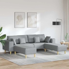 vidaXL Καναπές με μαξιλάρι 3 pcs Ανοιχτό γκρι ύφασμα